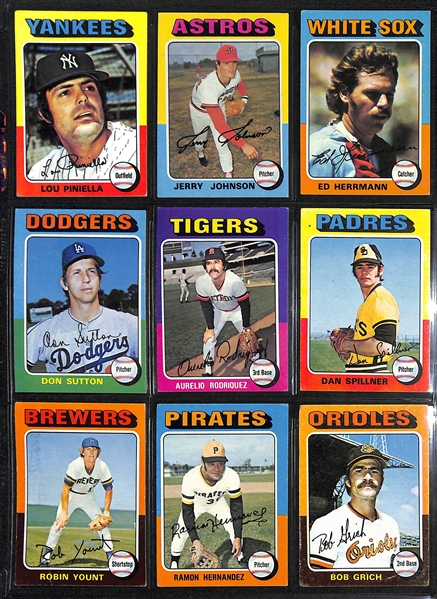 1975 Topps Baseball Complete Set of 660 Cards w. George Brett & Robin Yount Rookie Cards